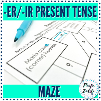 Preview of Spanish Present Tense ER IR Verb Conjugation Practice Maze | PDF