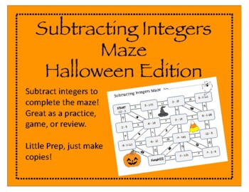 Preview of Maze: Subtracting Integers (Halloween Edition)