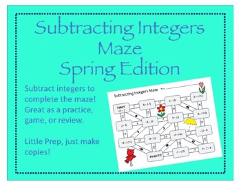 Preview of Maze: Subtracting Integers (Spring Edition)