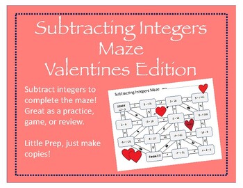 Preview of Maze: Subtracting Integers (Valentine's Edition)