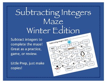 Preview of Maze: Subtracting Integers (Winter Edition)