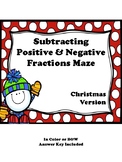 Subtracting Positive & Negative Fractions MAZE - Christmas