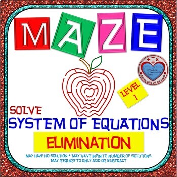 Preview of Maze - System of Equations - Solve by Elimination Level 1