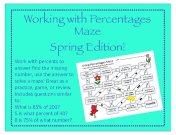 Preview of Maze: Working with Percents (Spring Edition)