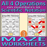 Maze Worksheets - All Four Operations on Numbers in Scient