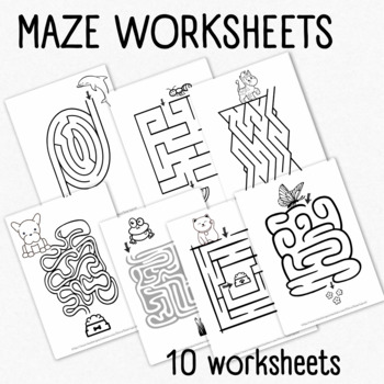 Preview of Maze Worksheets • Preschool Worksheets • Fine motors skills