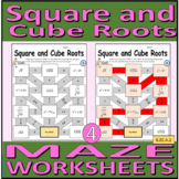 Maze Worksheets - Square and Cube Roots