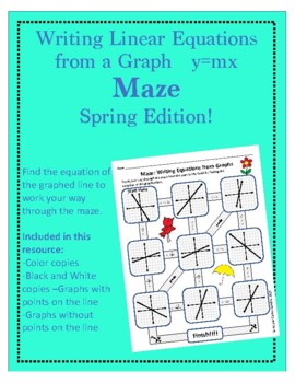 Preview of Maze: Writing Equations from Graphs: y = mx (Spring Themed)