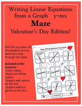 Preview of Maze: Writing Equations from Graphs: y = mx (Valentine's Day Themed)