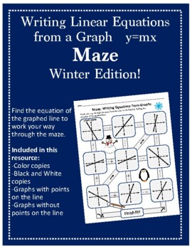 Preview of Maze: Writing Equations from Graphs: y = mx (Winter themed)