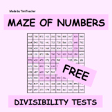 Maze of Numbers, Multiplication, Divisibility, Printable W