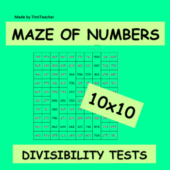 Preview of Maze of Numbers_3, Multiplication Table, Divisibility Tests, Printable Workseets