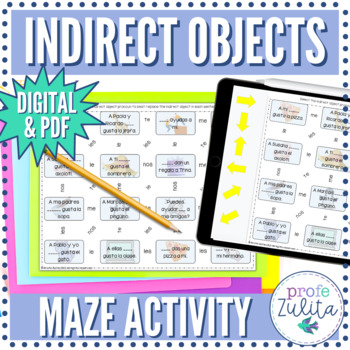 Preview of Spanish Indirect Object Pronouns Practice Maze Activity | Digital & PDF