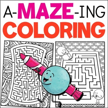 Preview of Mazes & Coloring Pages - Fun Early Finisher Activities & Independent Worksheets
