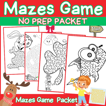 Preview of Mazes Game Activities Packet, Mazes Game worksheets, End of year-NO PREP PACKET