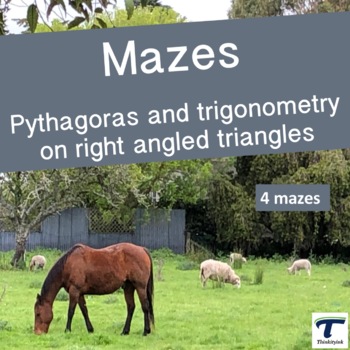 Preview of Mazes Pythagoras and trigonometry on right angled triangles