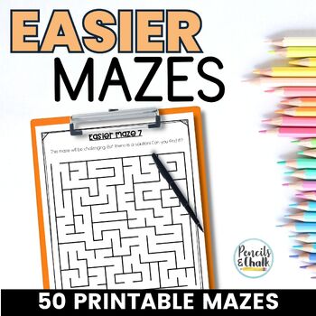 Preview of Printable Mazes for Early Finishers Activities - 50 Easy Maze Puzzles