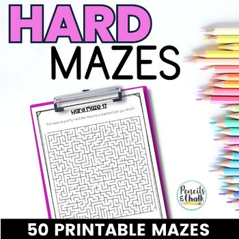 Preview of Printable Maze Puzzles for Early Finishers Activities - 50 Hard Mazes