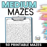 Printable Mazes for Early Finishers Activities - 50 Medium