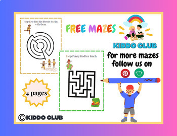 Preview of Mazes for kids-k & k1 free
