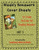 Reading Wonders - 1st Grade Weekly Homework Cover Sheets - Unit 3