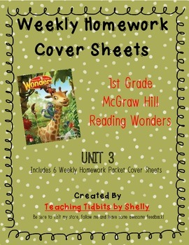 Preview of Reading Wonders - 1st Grade Weekly Homework Cover Sheets - Unit 3