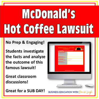 Preview of McDonald's Hot Coffee Lawsuit Case Lesson - Business Law Class Activity