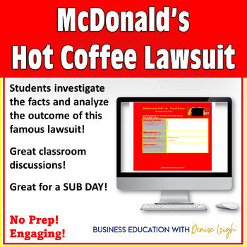 Preview of McDonald's Hot Coffee Lawsuit Case Study - Business Law Class Digital Activity