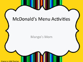 McDonald's Menu Activities