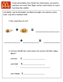 menu math mcdonalds worksheets teaching resources tpt