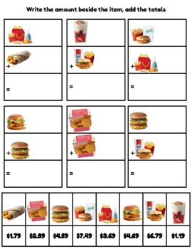 MCDONALDS 29 FOOD PECS WITH ORDERING CARD SPECIAL NEEDS NON VERBAL 