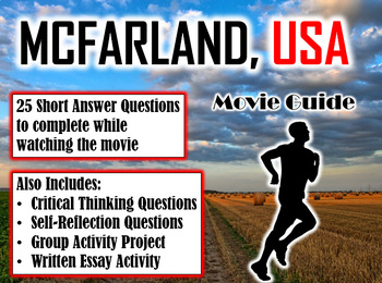 Preview of McFarland, USA Movie Guide (2015) - Movie Questions with Extra Activities