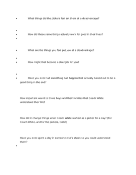 Preview of McFarland USA movie comprehension questions
