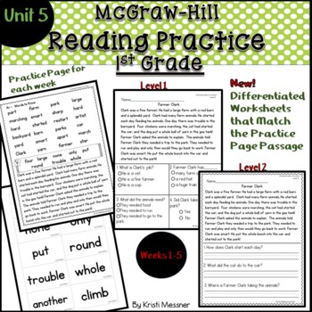 Preview of McGraw HIll Wonders First Grade Practice Unit 5 Weeks 1-5