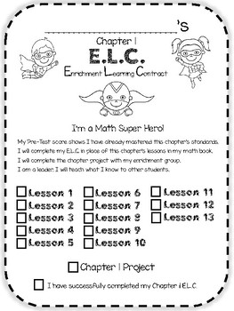 Mcgraw Hill My Math Enrichment Learning Contract 1st Grade Tpt