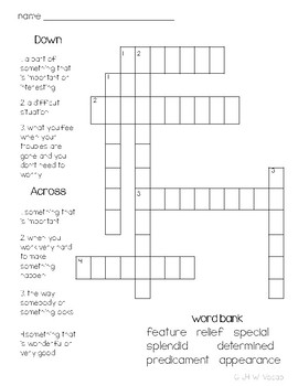 McGraw Hill Reading Wonders Grade 1 Unit 4 Vocabulary Crossword Puzzles