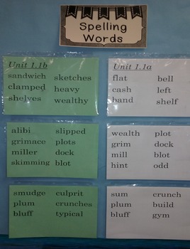 Preview of McGraw Hill Reading Wonders Spelling List Bulletin Board Unit 1