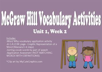 Preview of McGraw Hill Reading Wonders Unit 1, Week 2 Vocabulary pack