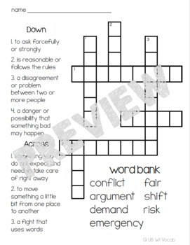 words of wonders crossword to connect vocabulary