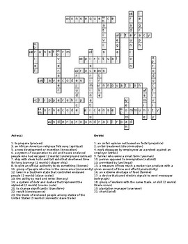 McGraw Hill US History Chapter 14 Crossword Puzzle quot North and South quot