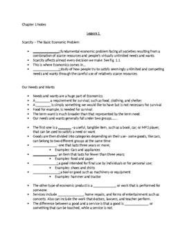 Preview of McGraw Hill Understanding Economics Chapter 1 Notes Outline