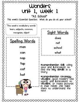 Preview of McGraw-Hill Wonders 1st Grade Units 1-6 Parent Commmunication Pack