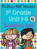 McGraw Hill Wonders 1st Grade Vocabulary Tests Units 1-6