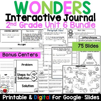 Preview of Wonders Reading 2017 2nd Grade Interactive Notebook Unit 6 Bundle Google Digital