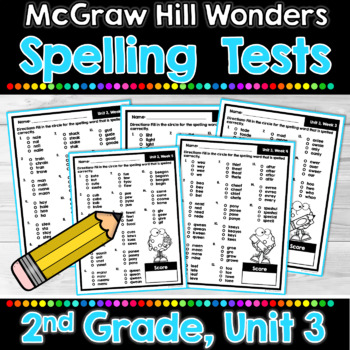 Preview of McGraw Hill Wonders 2nd Grade Spelling Test Unit 3