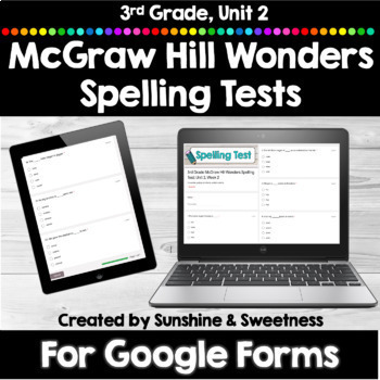 Preview of McGraw Hill Wonders 3rd Grade DIGITAL Spelling Tests Unit 2