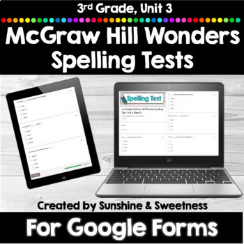 Preview of McGraw Hill Wonders 3rd Grade DIGITAL Spelling Tests Unit 3