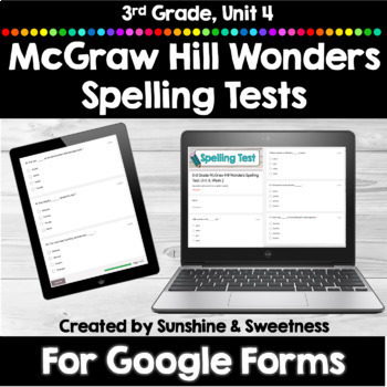 Preview of McGraw Hill Wonders 3rd Grade DIGITAL Spelling Tests Unit 4