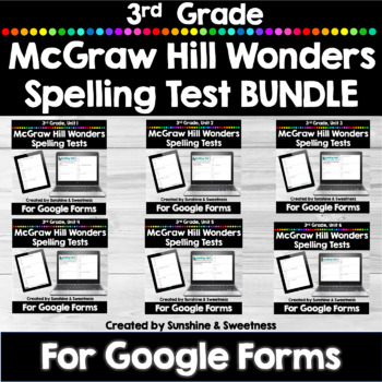 Preview of McGraw Hill Wonders 3rd Grade Digital Spelling Tests BUNDLE