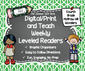 Preview of McGraw Hill Wonders 4th Grade Unit 2 Digital/Print and Teach Leveled Readers